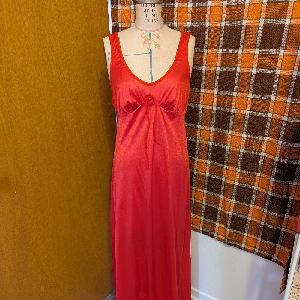 Vintage Long deep red lingerie dress